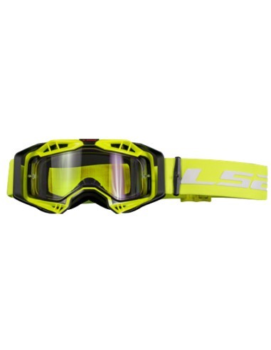 LS2- AURA GOGGLE BLACK HIV YELLOW WITH CLEAR VISOR
