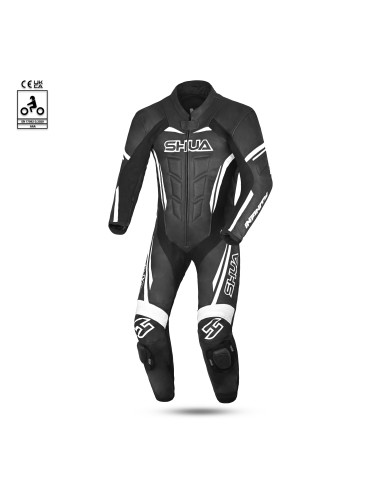 Shua Infinity 1PC Motorcycle Leather Racing Suit Black/white