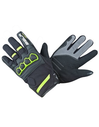Bela Tracker Men Motorbike Gloves - Black/Yellow Fluor