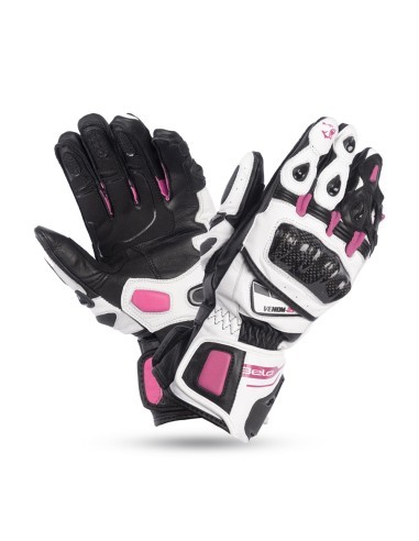 Bela Venom RS Lady Racing Handschuhe Weiß/Schwarz/Rosa