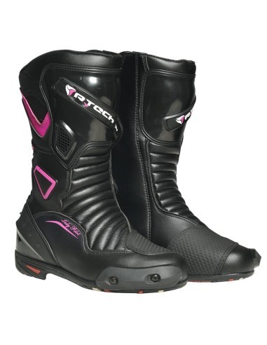 R-Tech Lady Pilot Motorcycle Leather Boot Black/Pink